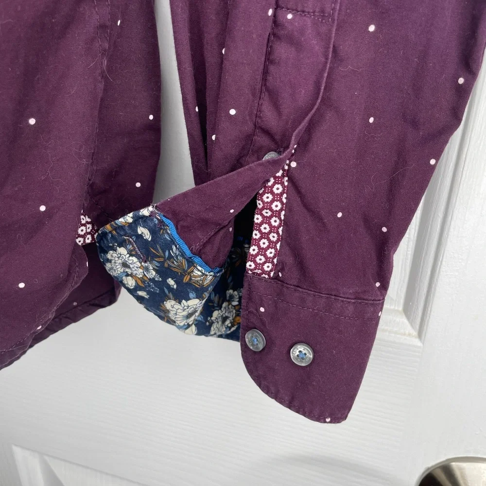 Denim & Flower Purple/Burgundy Polka Dot Button Down Shirt - Medium - Picture 4 of 5